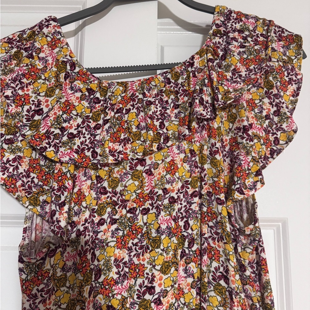 Old Navy Floral Midi Dress in Pink, Yellow, and Burgundy - Picture 5 of 5